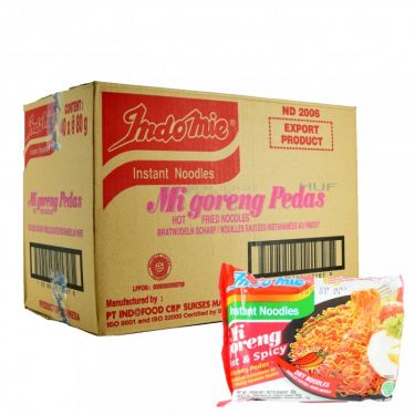 Indo Mie Pedas hot and spicy noodles 80g BOX SALE