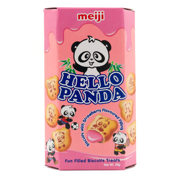 'Meiji_Singaporean' Hello Panda Strawberry Cream Biscuits, 50g