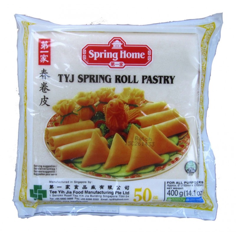 TYJ 6 inch Spring Roll Pastry Sheets - 50 sheets 400g